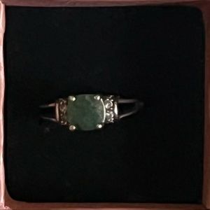Solid .925 Sterling Silver Emerald Ring